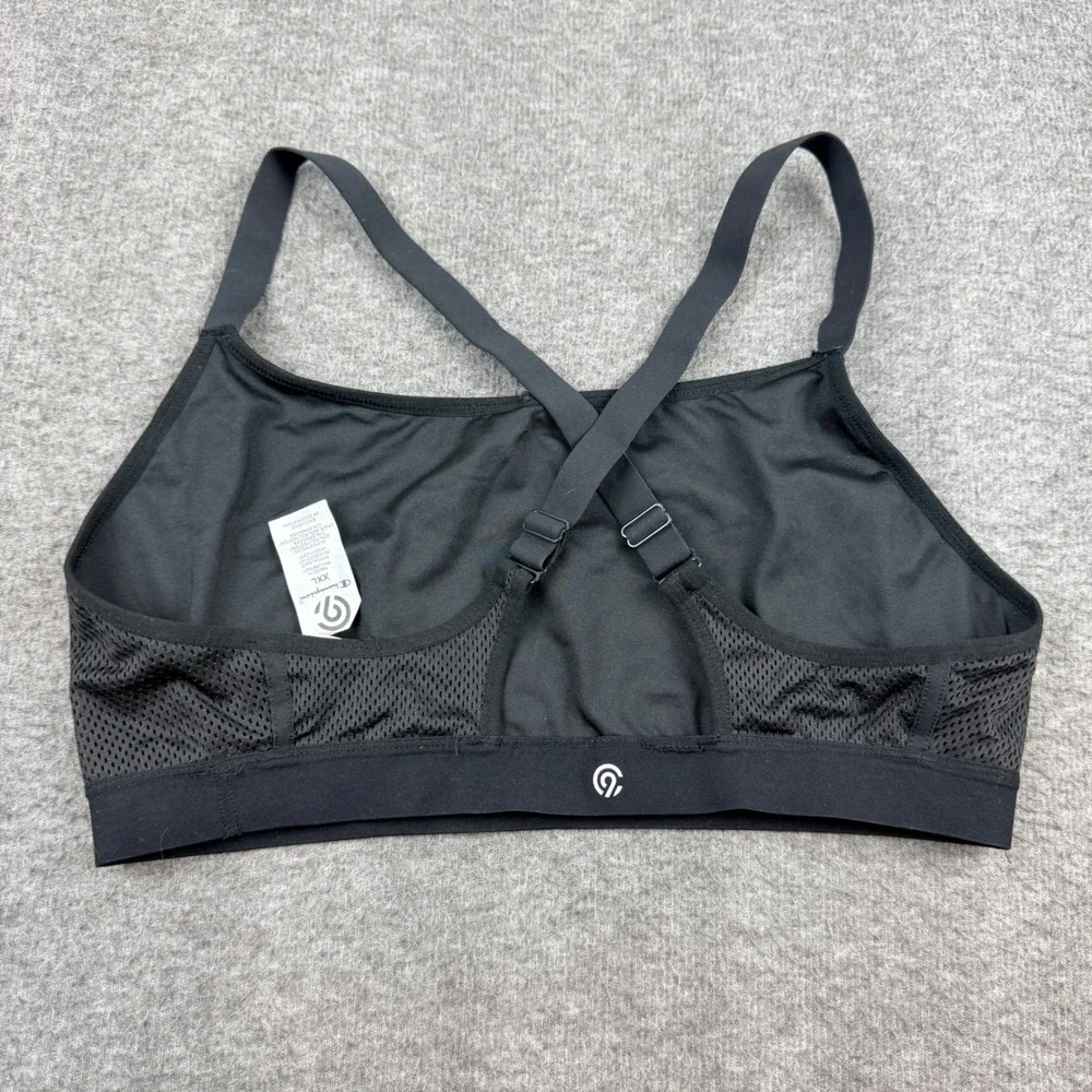C9 Champion Sports Bra Women's XXL Black Mesh Adjustable Crisscross Straps N9704